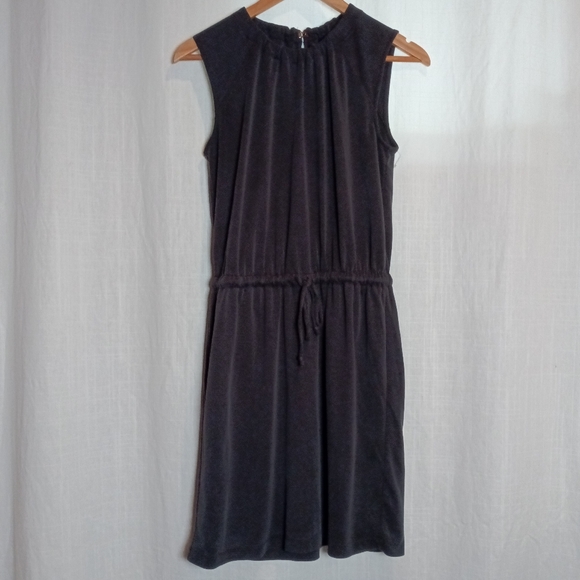 LOFT Ann Taylor Sandwashed Modal Blend Black Knee Length Sleeveless Dress - Picture 1 of 9